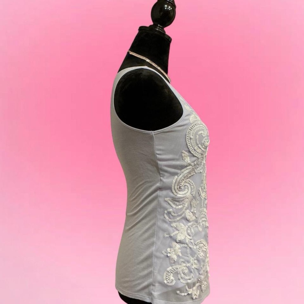 🩵Express Light Blue Sequins Embroidered Tank Top - Picture 2 of 5